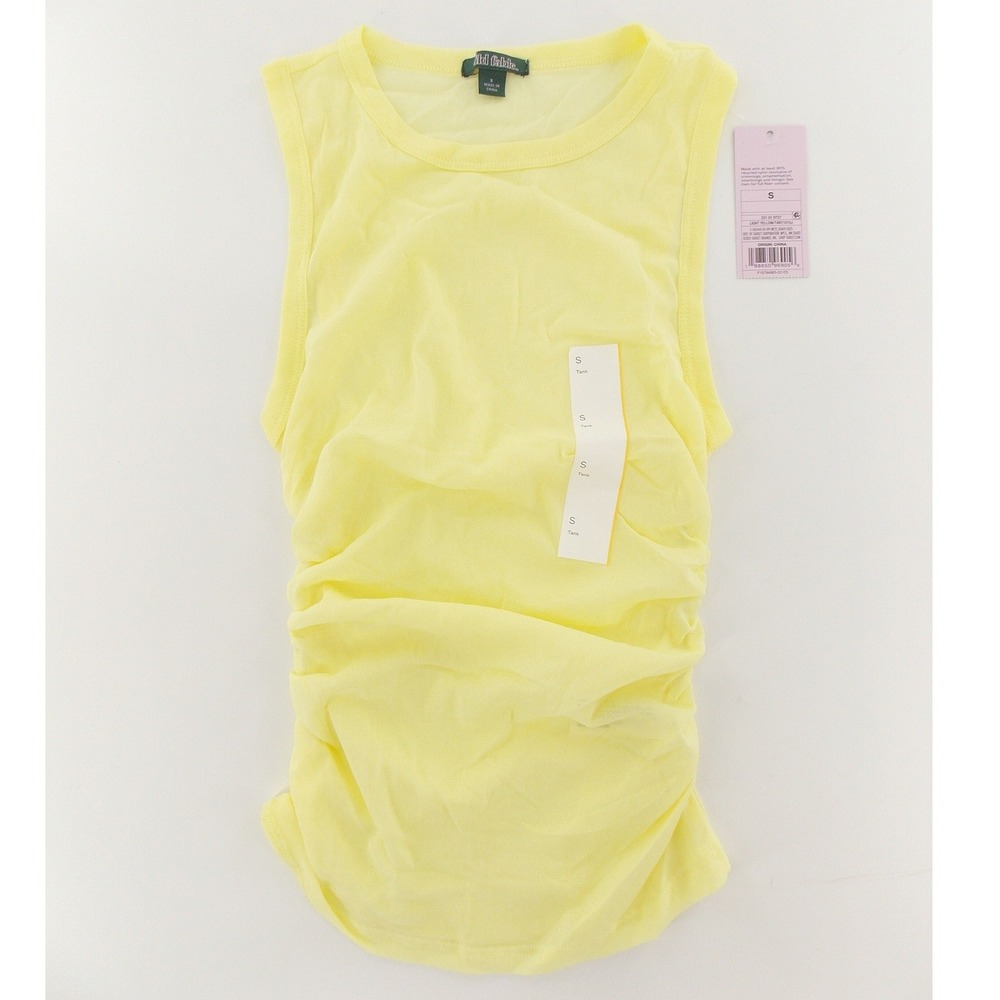 Wild Fable Tank Top Ruched Mesh Sleeveless Shirt Women Size S Yellow